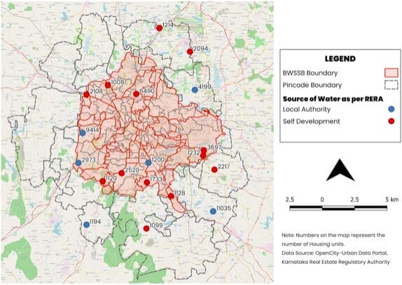 map showing BWSSB boundary