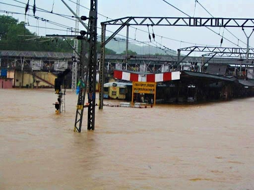 Kalyan station flooded in monsoon