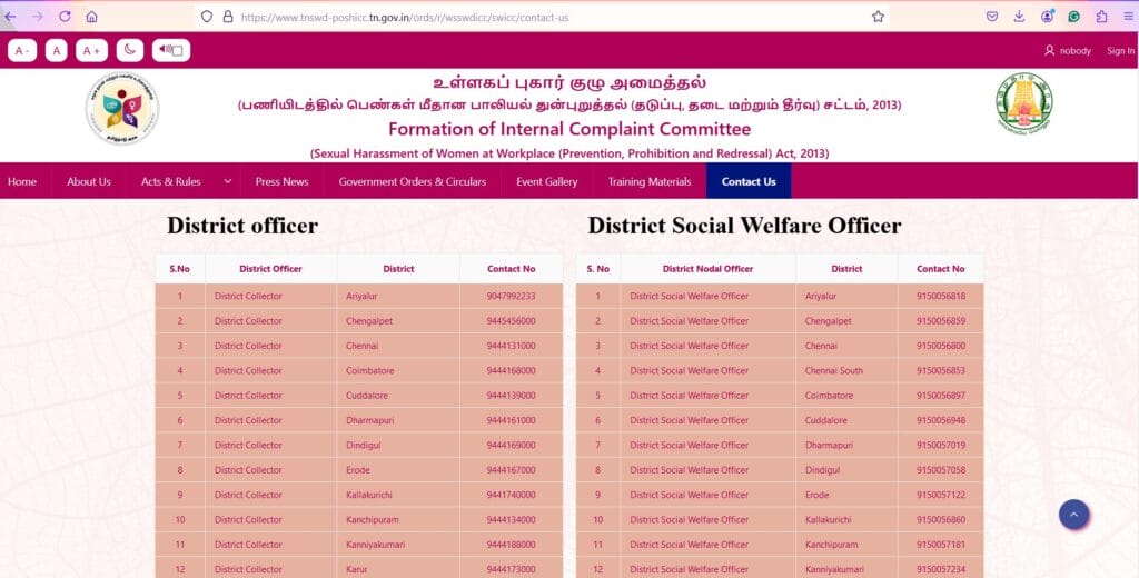 Webportal for POSH by Social Welfare Department