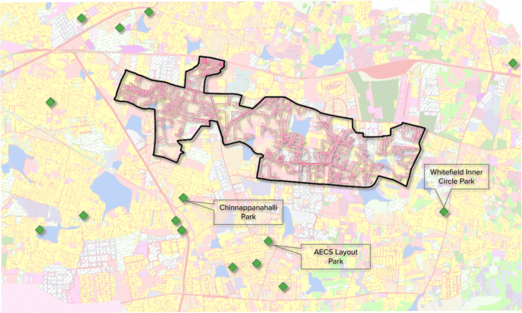 Location of dedicated parks with relation to ward