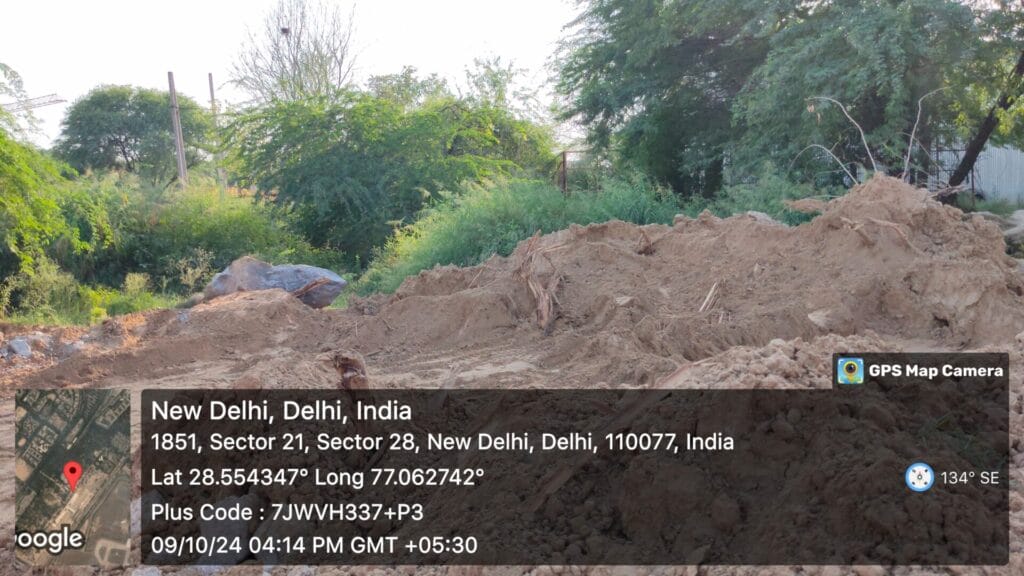 Soil dumping in Dwarka Forest on October 9th