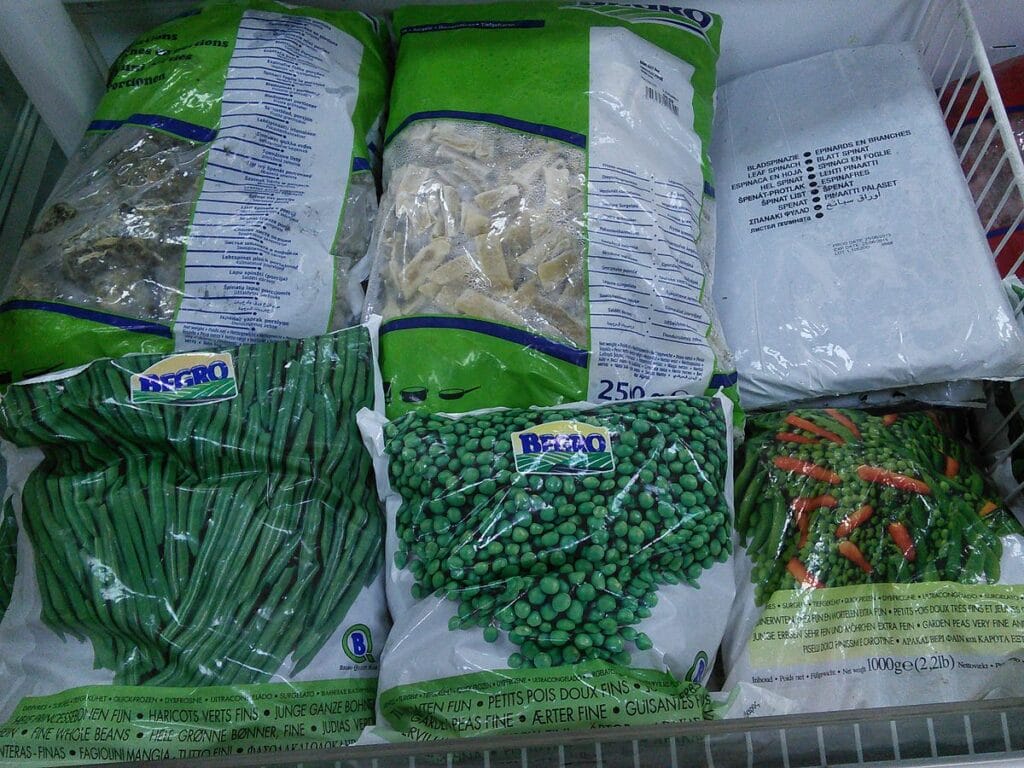 Packed vegetables stored in the refrigerator