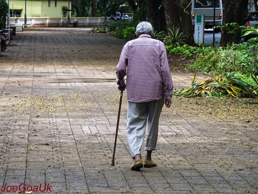 A senior citizen walking