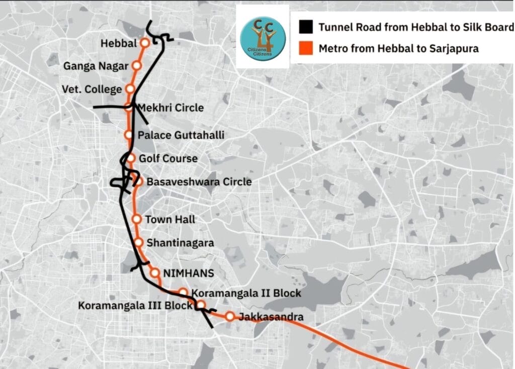 alignment of metro and tunnel road overlaps